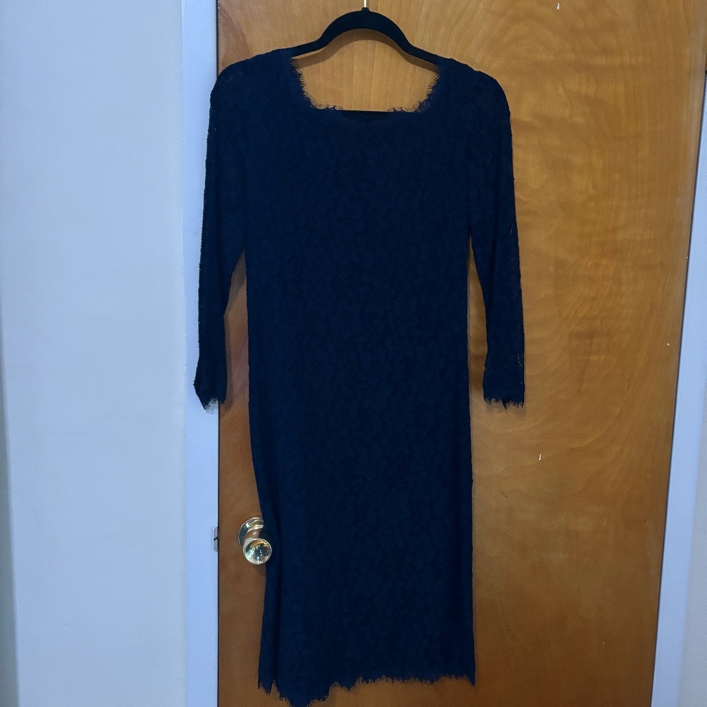 Elegant Navy Lace Dress